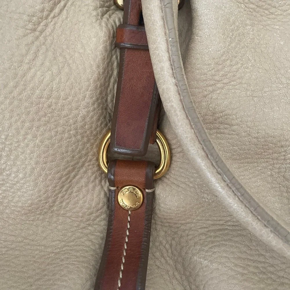 PRADA Shoulder Bag Leather Beige Auth - Picture 5 of 16